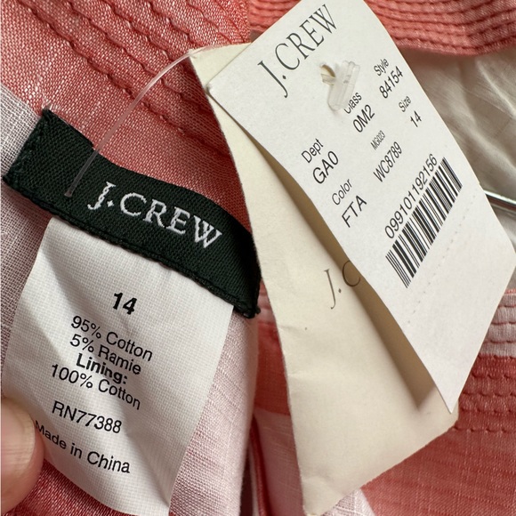 J. Crew NWT Tangerine Coral Orange Striped Babydoll Top Blouse Lined Side Zip 14 - Picture 13 of 15
